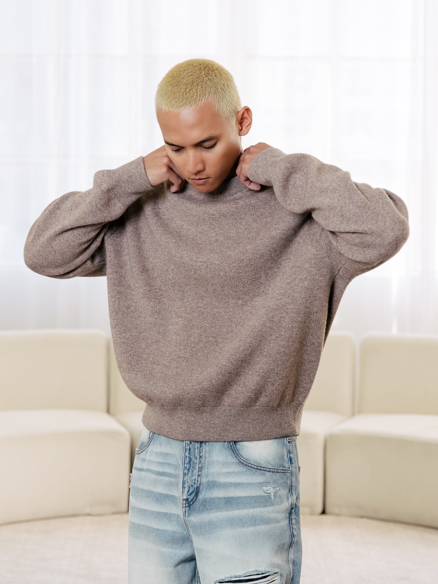 GRAF&WU Cashmere Old Money Vibe Knitted Crew Neck Sweater