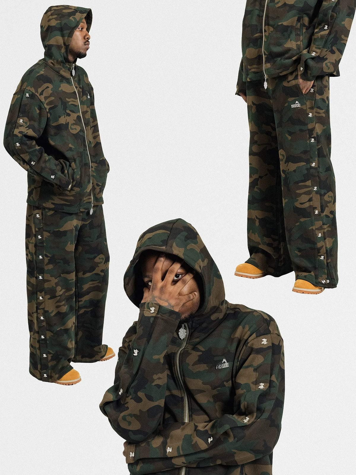 GRAF&WU AK47 Angel Metal Button Fashion Tear Away Hoodie