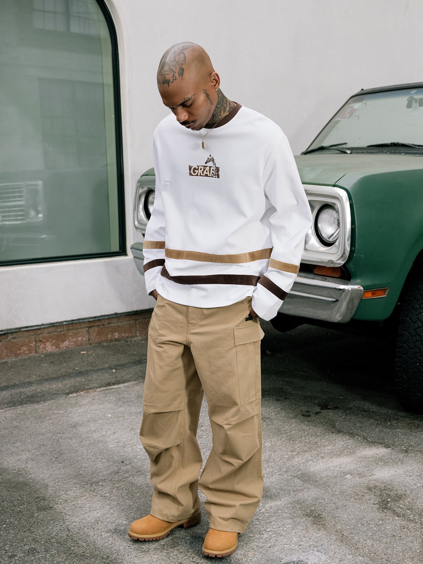 GRAF&WU Retro Corduroy Stitching 86 Giraffe Long Sleeve Sports Jersey