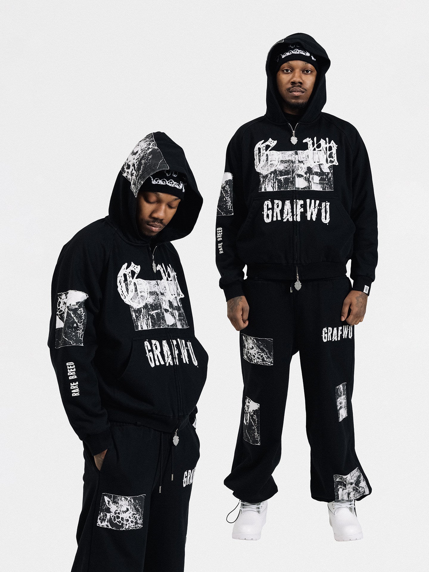 GRAF&WU Grunge Graphic Aesthetic Streetwear Zip-Up Hoodie