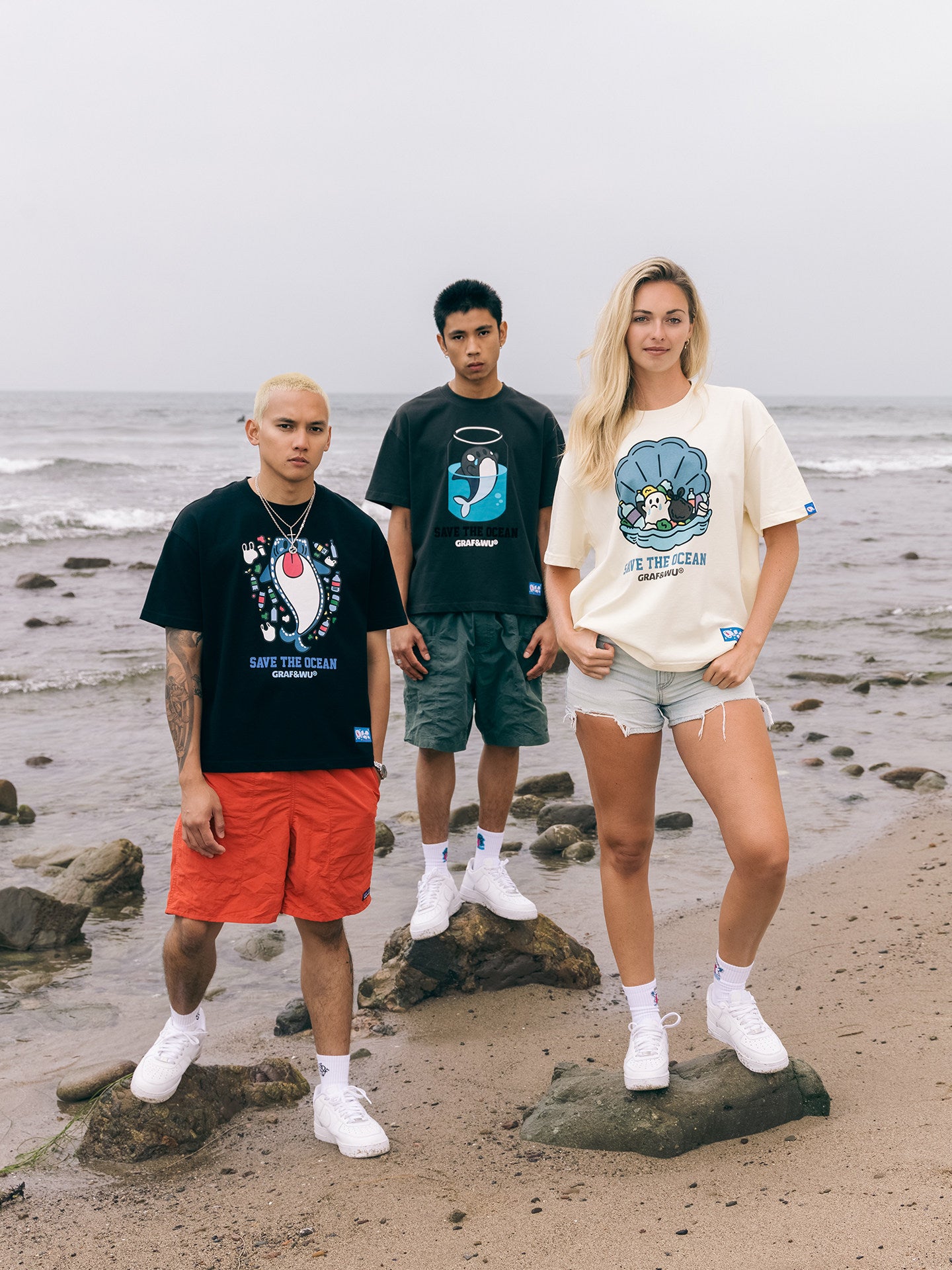GRAF&WU Protect Ocean Nature Themed Cute Ghost T-shirt