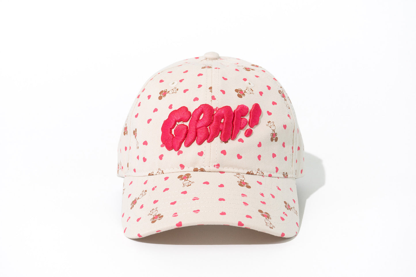 GRAF&WU Cream Fashion 3D Embroidered Cotton Caps