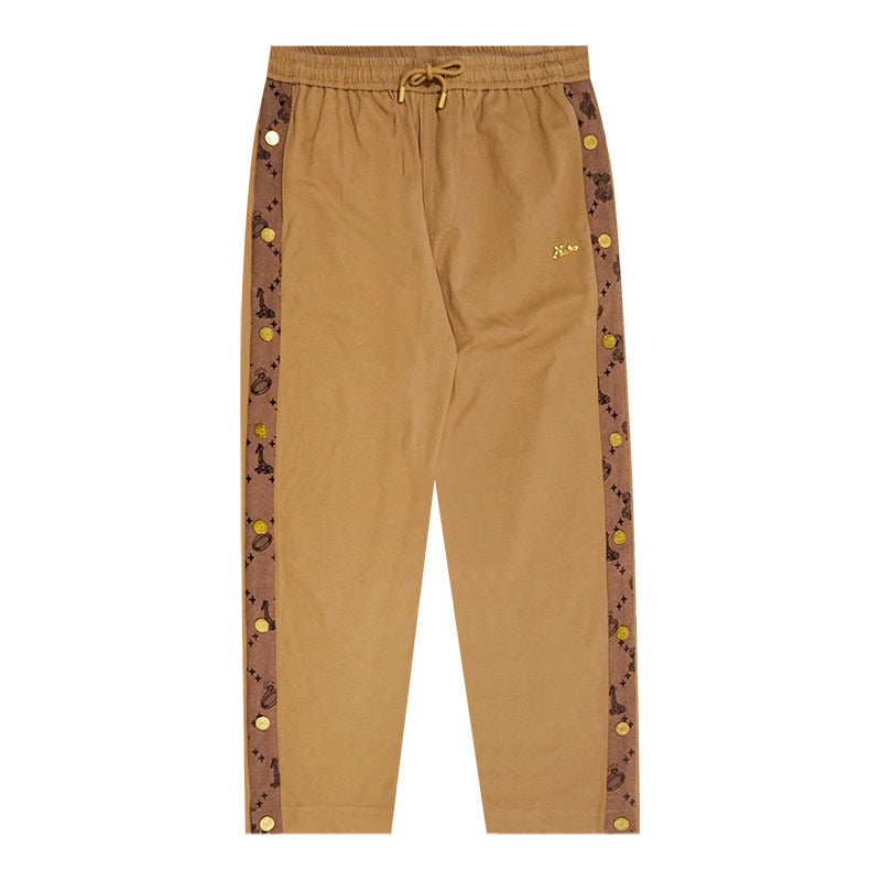 GRAF&WU Casual Fashion Canvas Cargo Side Button Pants