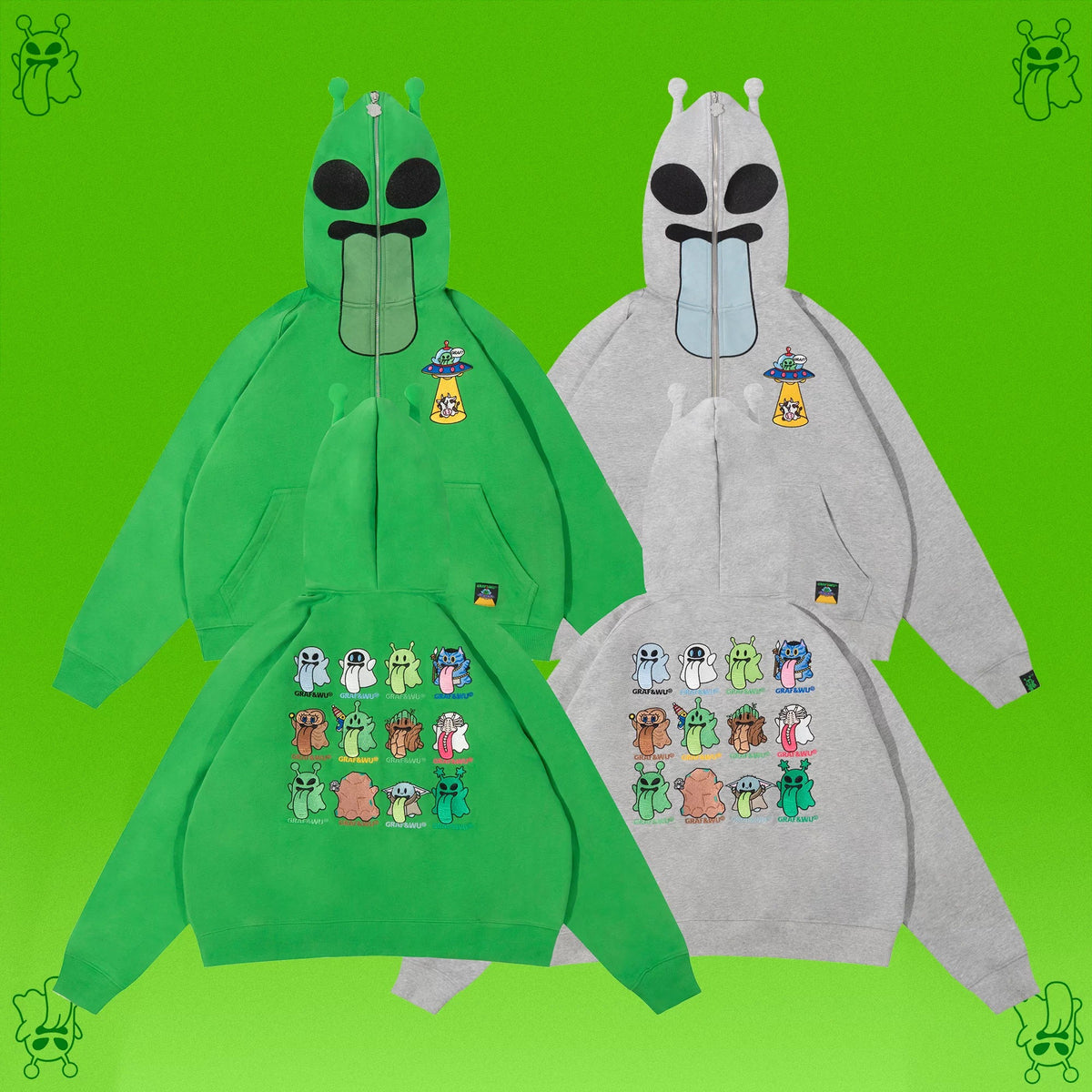 GRAF&WU 12 Alien Ghost Zip-Up Hoodie