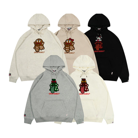 GRAF&WU Christmas Gingerbread Cute Ghost Fleece Hoodie