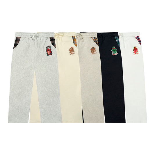 GRAF&WU Christmas Gingerbread Men Chimney Cute Ghost Loose Fleece Pant