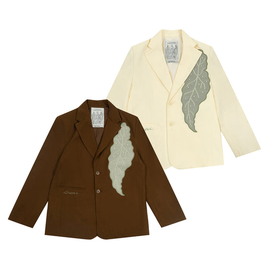 GRAF&WU Art Green Plant-embroidered Luxury Pearl Suit Jacket