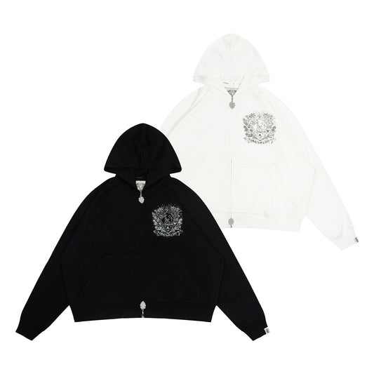GRAF&WU Giraffe Badge Print Double-layered Mesh Breathable Hoodie