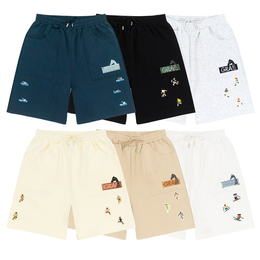 GRAF&WU Mini Athletic Giraffe Embroidered Shorts