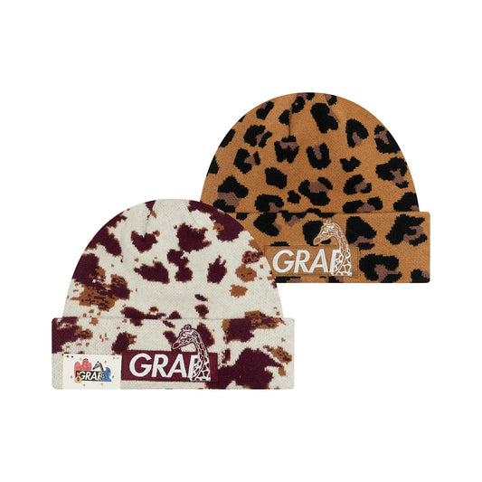 GRAF&WU Animal Print Giraffe Embroidery Knit Hats Fashion Leopard Beanie
