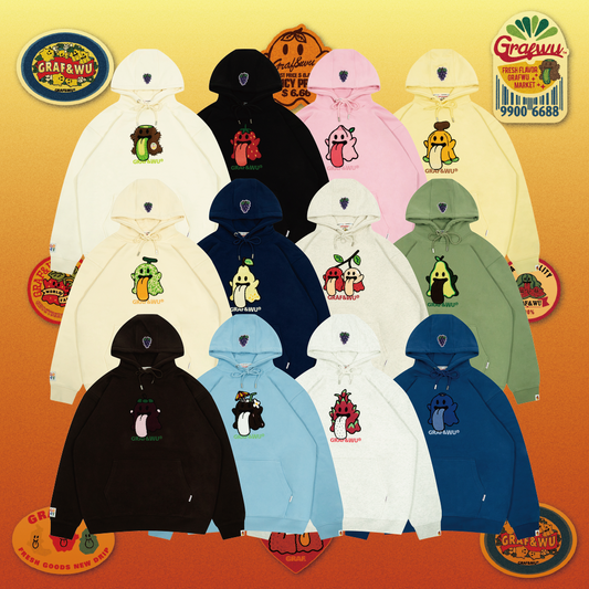 GRAF&WU Fruit Cute Ghost Towel Embroidery Fleece Hoodie