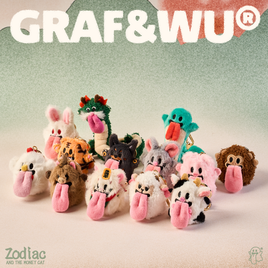 GRAF&WU Maneki-neko Chinese Culture 12 Zodiac Plush Keychains