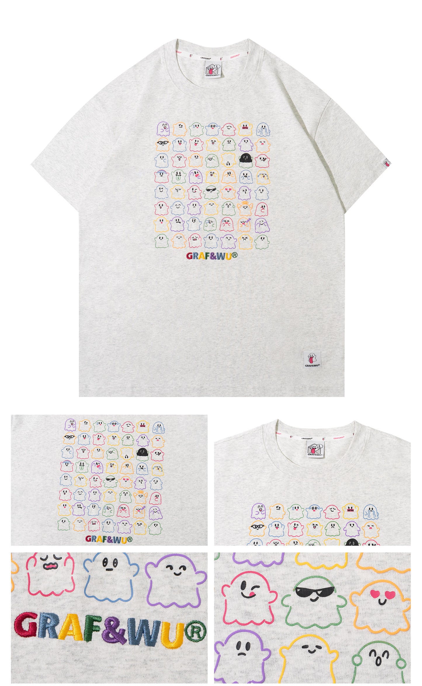 GRAF&WU New 56 Different Cute Ghost Print T-shirts