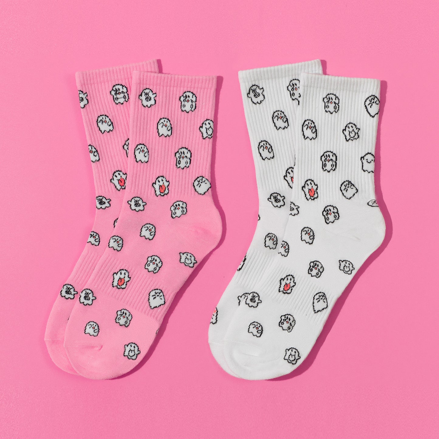 GRAF&WU Mini Cute Ghost Cotton Cozy Thin Mid-calf Knit Socks