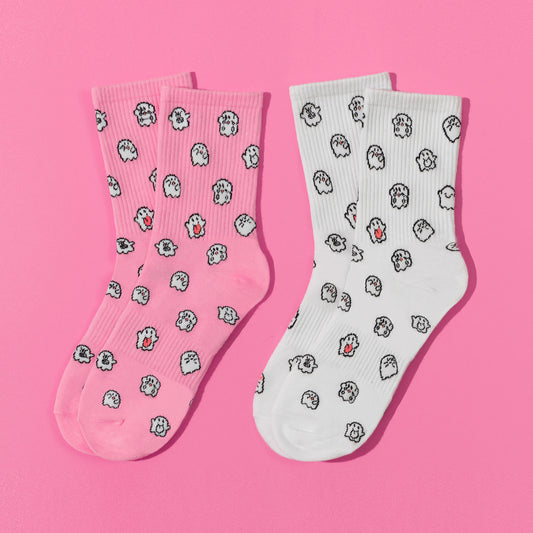 GRAF&WU Mini Cute Ghost Cotton Cozy Thin Mid-calf Knit Socks