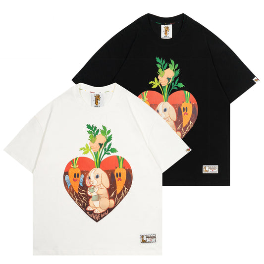 GRAF&WU【Giraffe Fable】Waiting Rabbit Run into Tree Stump Devil Angel Carrot T-shirt
