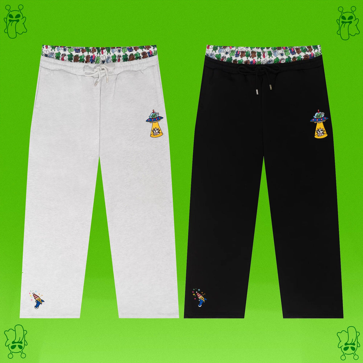 GRAF&WU Alien Booghost Double-Waistband Sweatpants