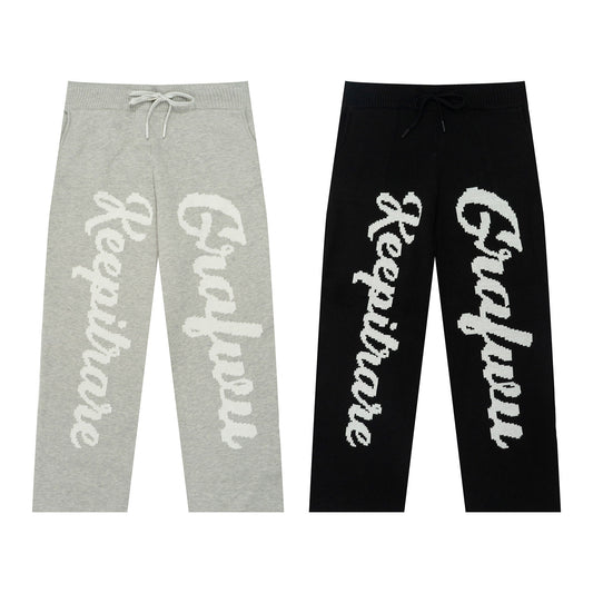 GRAF&WU Spring Simple Fashion Retro Loose Knitted Trousers