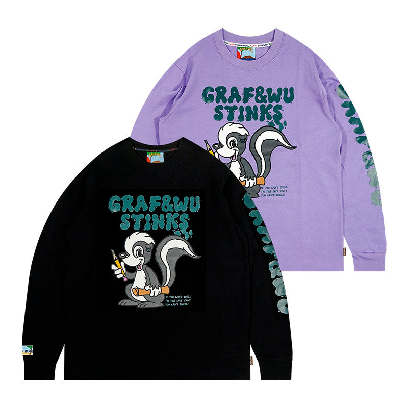 GRAF&WU Stink Writer Skunk Write Lyrics Long-sleeved T-shirt