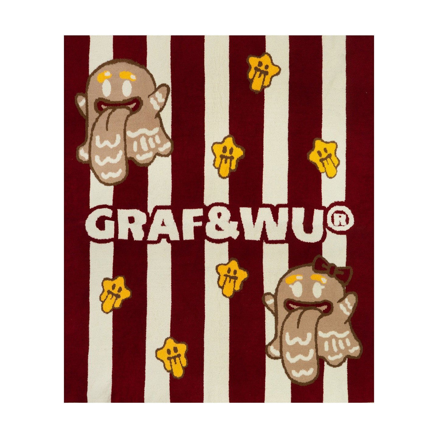 GRAF&WU Gingerbread Cute Ghost Plush Throw Blanket | Kawaii Cozy Sofa Blanket