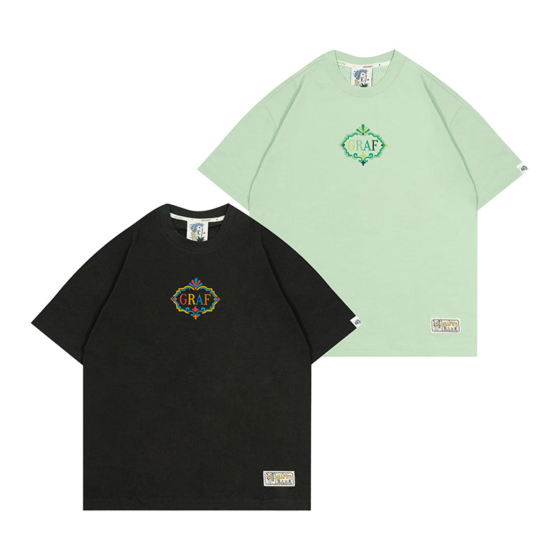 GRAF&WU Coil Retro Embroidery Nepalese Decorative Style Logo T-Shirts