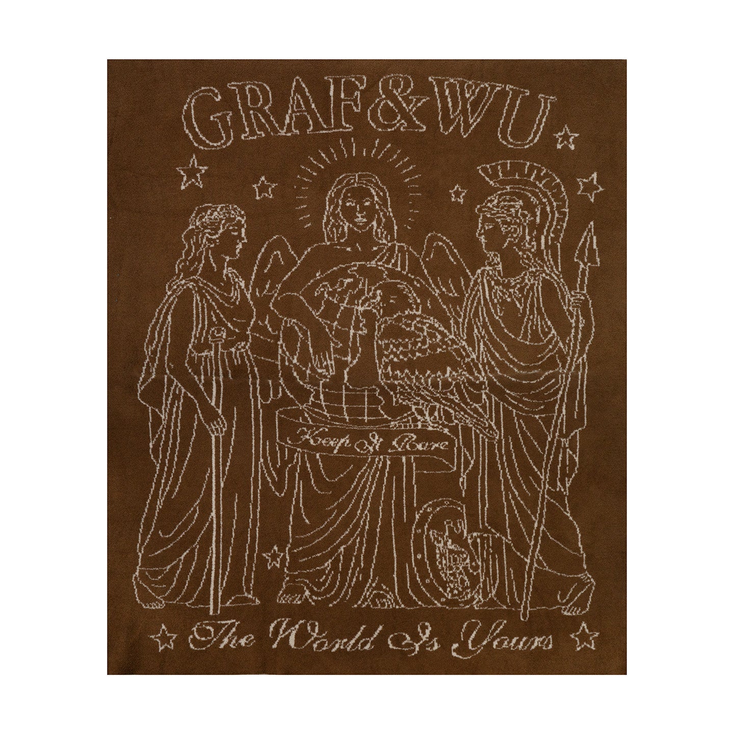 GRAFWU Victory Wealth Luck 3 Goddesses Plush Throw Blanket | Cozy Sofa Blanket for Home Decor