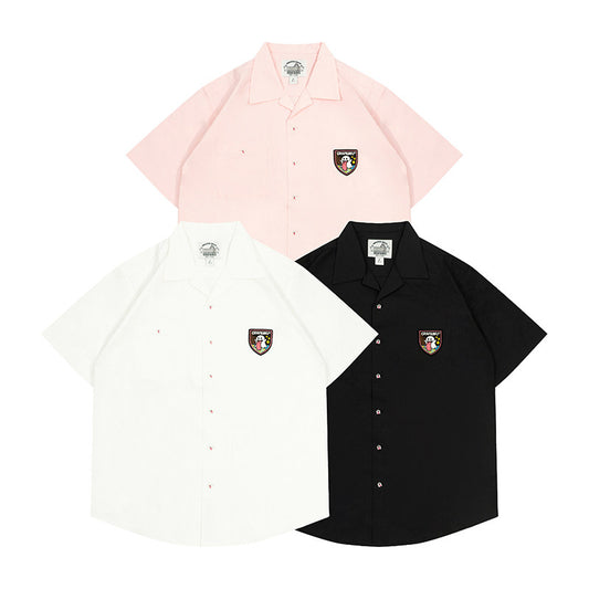 GRAF&WU Fun Button Embroidered Patch Vacation Polo T-shirt
