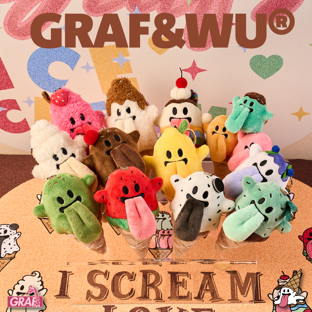 GRAF&WU BooGhost Ice Cream Cone Plush Bag Charm - Kawaii Ghost Pendant