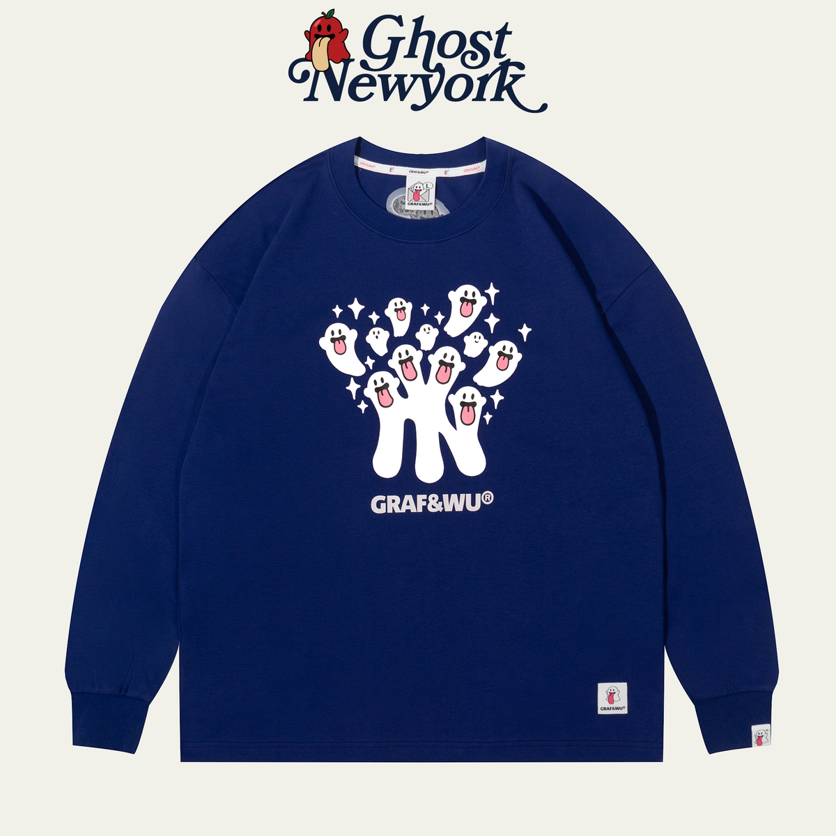 Ghost Puff-Print Long Sleeve Tee for Couples