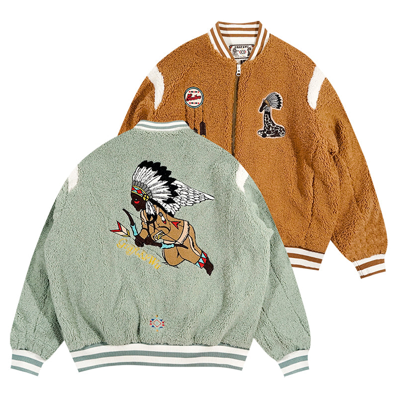 GRAF&WU Vintage Archery Angel Deer Totem Fleece Jacket