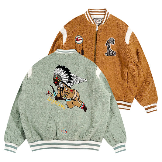 GRAF&WU Vintage Archery Angel Deer Totem Fleece Jacket