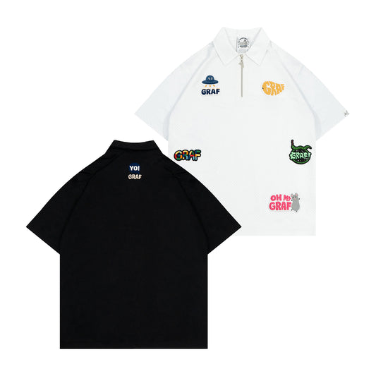 GRAF&WU Cute embroidery badge design double-layer mesh breathable T-shirts