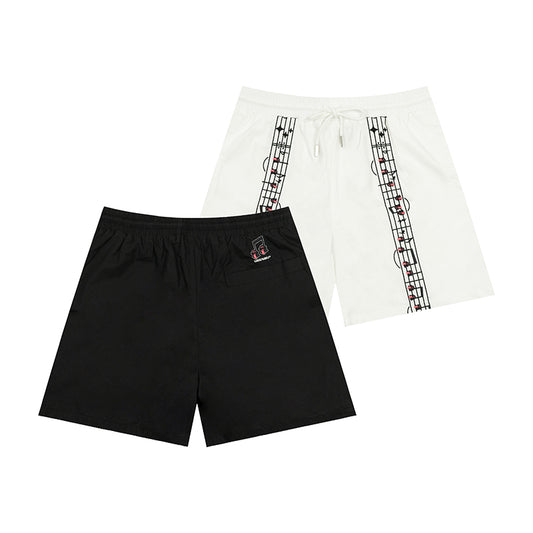 GRAF&WU Music Note Cute Ghost Embroidery Sports Shorts