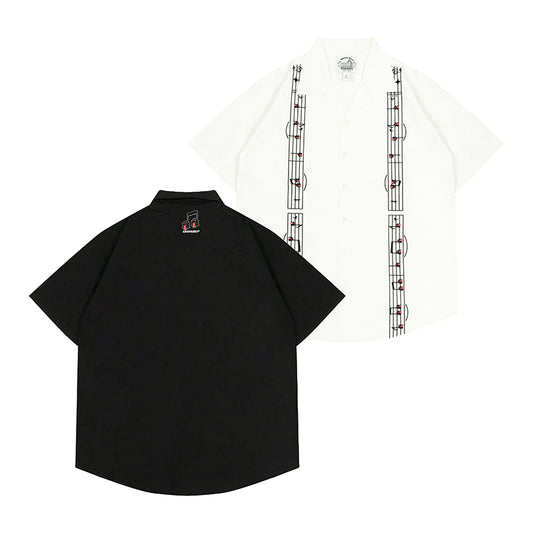 GRAF&WU Music Note Cute Ghost Cuban Shirt
