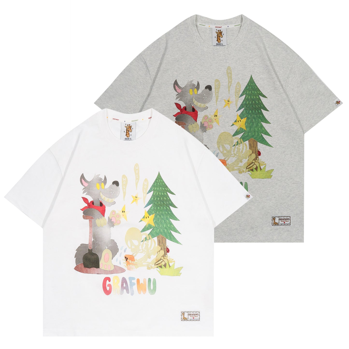 GRAF&WU【Giraffe Fable】Wolf Coming StreetWear Cool Feeling T-Shirt