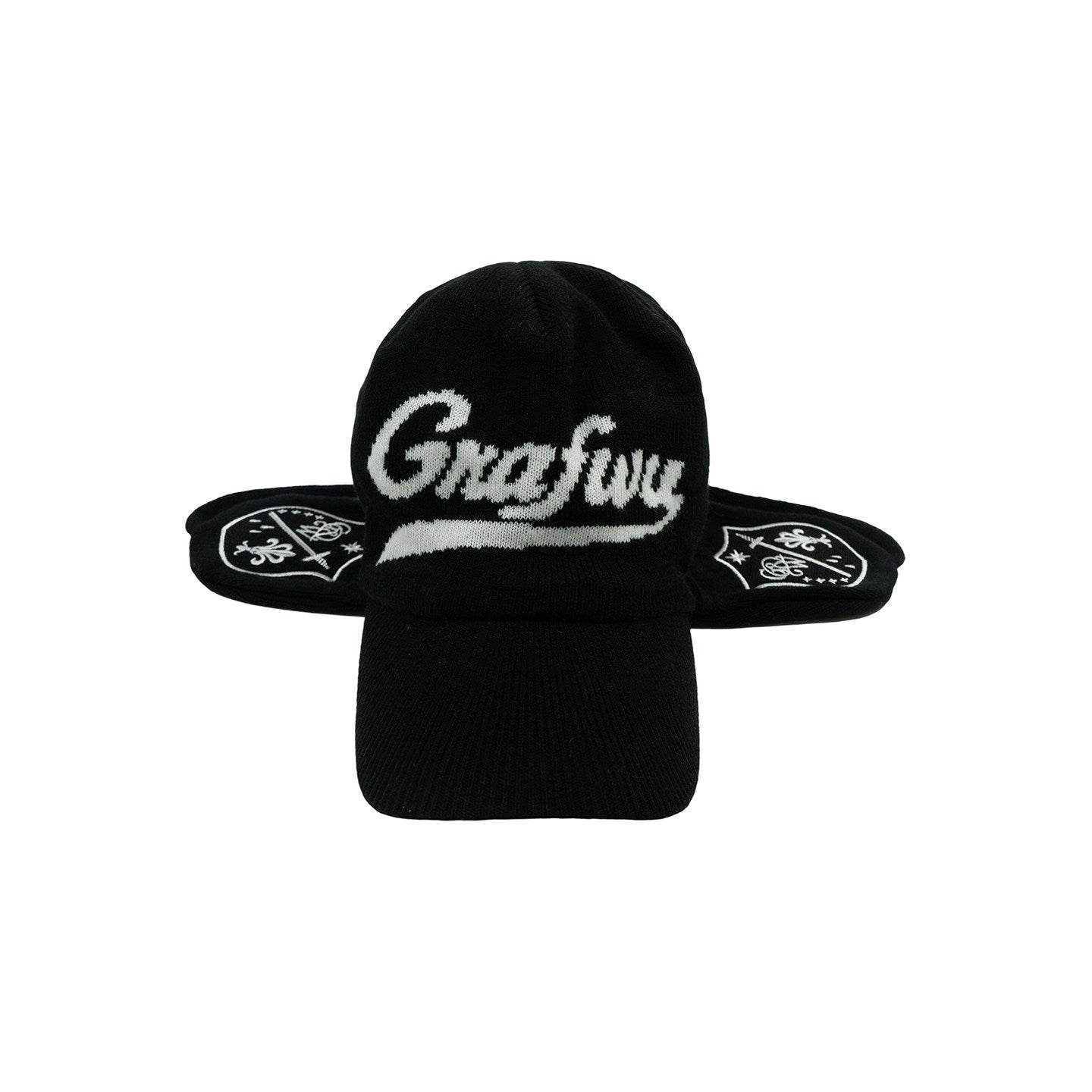 GRAF&WU Badge Embroidered Cycling Earflap Knitted Wool Hat | Winter Trapper Hat