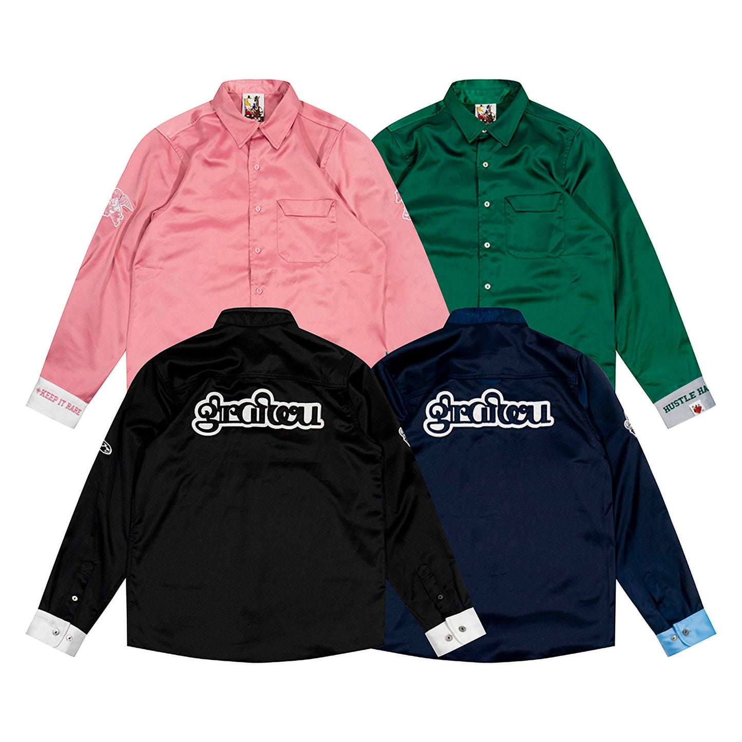 GRAF&WU Boxing Acetate Fabric Streetwear Long-Sleeved Shirt