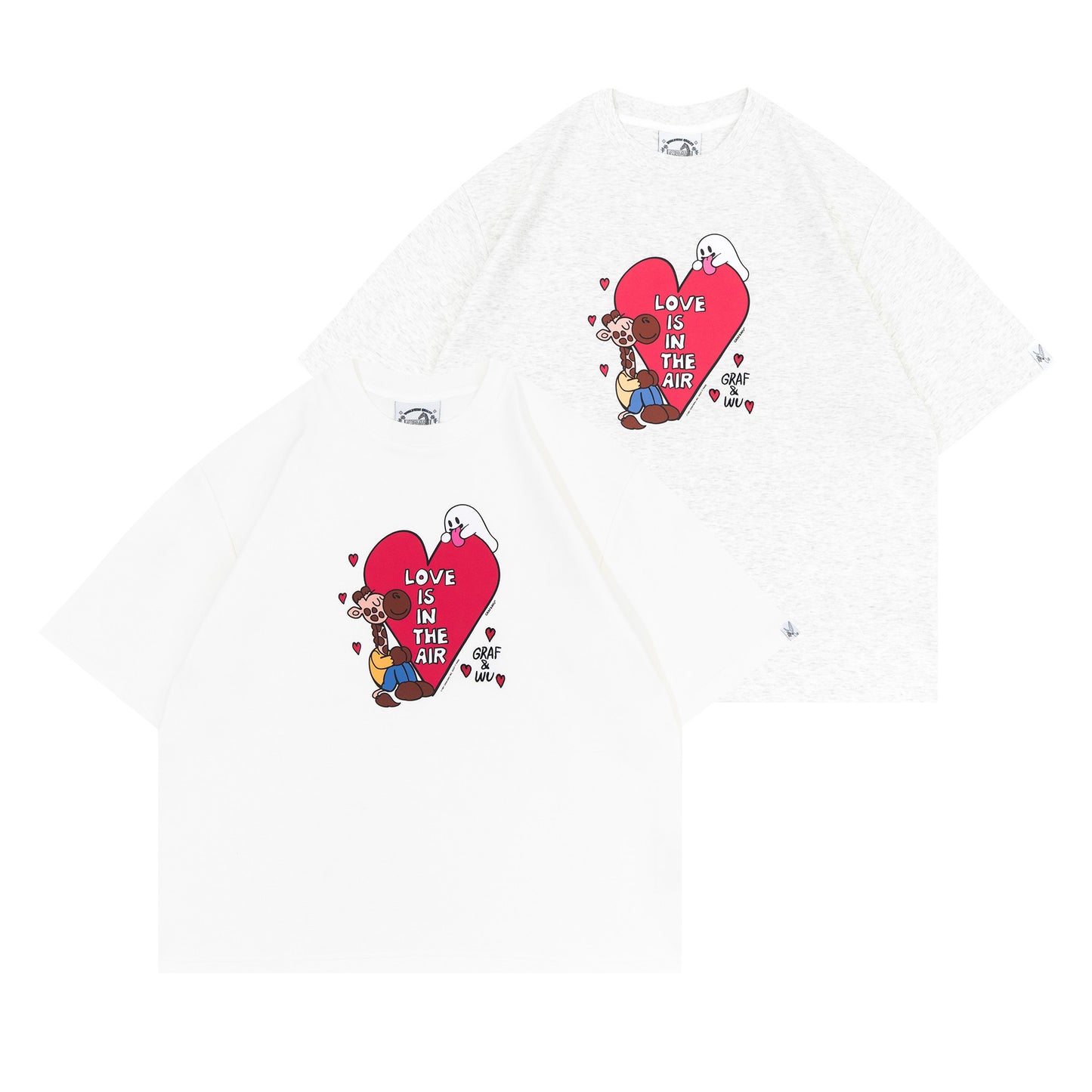 GRAF&WU Giraffe Cute Ghost Hug Love Boxy Fit Summer T-shirt