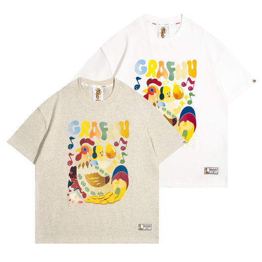 GRAF&WU Giraffe Fable Killing the Egg-Laying Goose Streetwear Casual T-Shirt