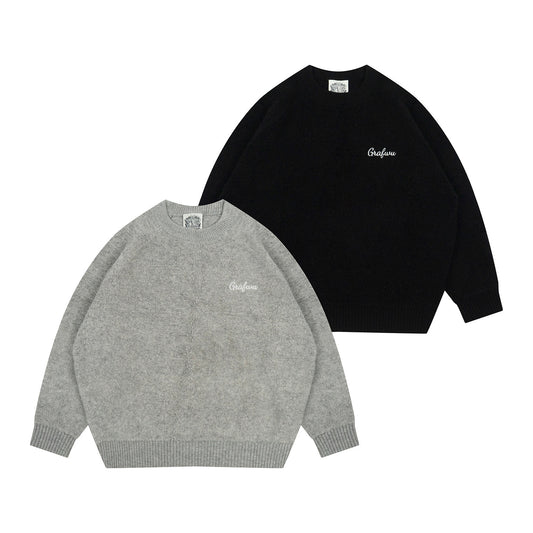 GRAF&WU Cashmere Knitted Soft Crew Neck Thick Sweater