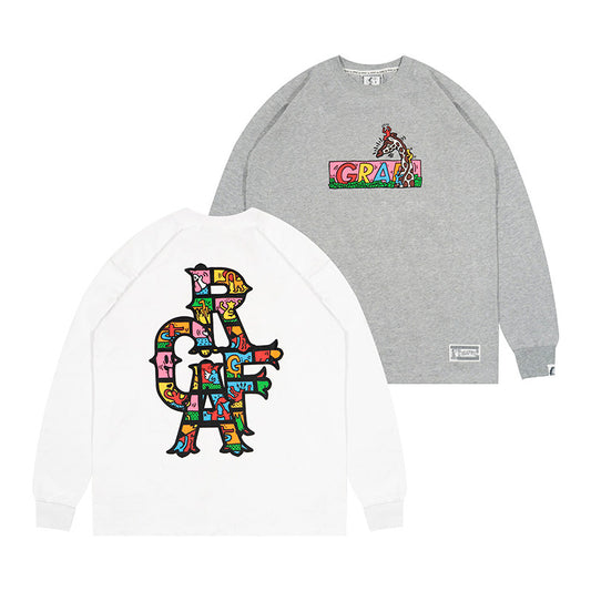 GRAF&WU Tribute Keith Haring Pop Art Cartoon Long-sleeved Shirt