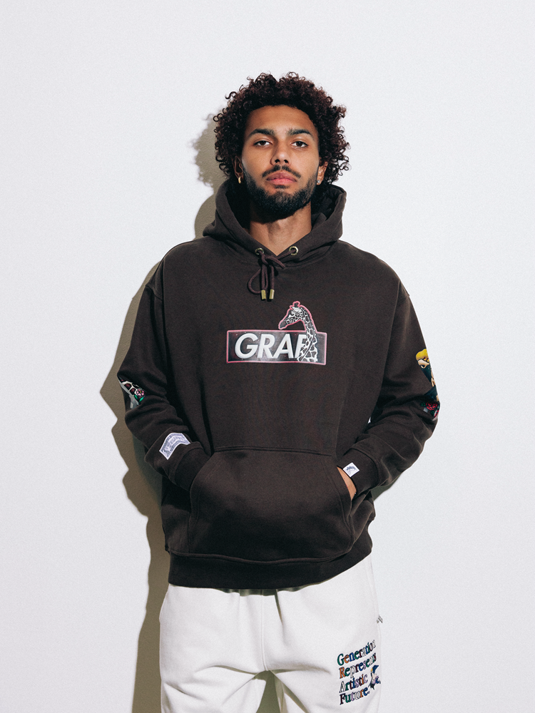 GRAF&WU Expansion Effect Inflatable Visual Printed Fleece Thick Hoodie