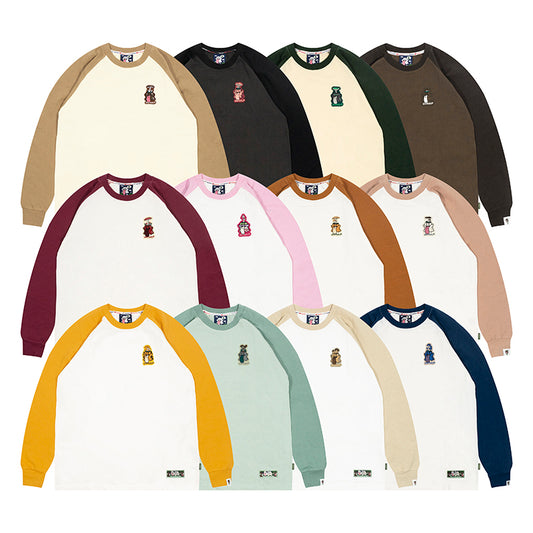 GRAF&WU Mushroom BooGhost 2.0 Embroidered Raglan Long Sleeve Tee