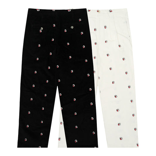 GRAF&WU Mini OG Cute Ghost Embroidered Corduroy Workwear Pants - Premium Streetwear