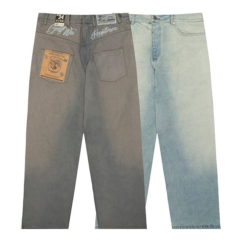 GRAF&WU Baggy Fit Washed Jeans
