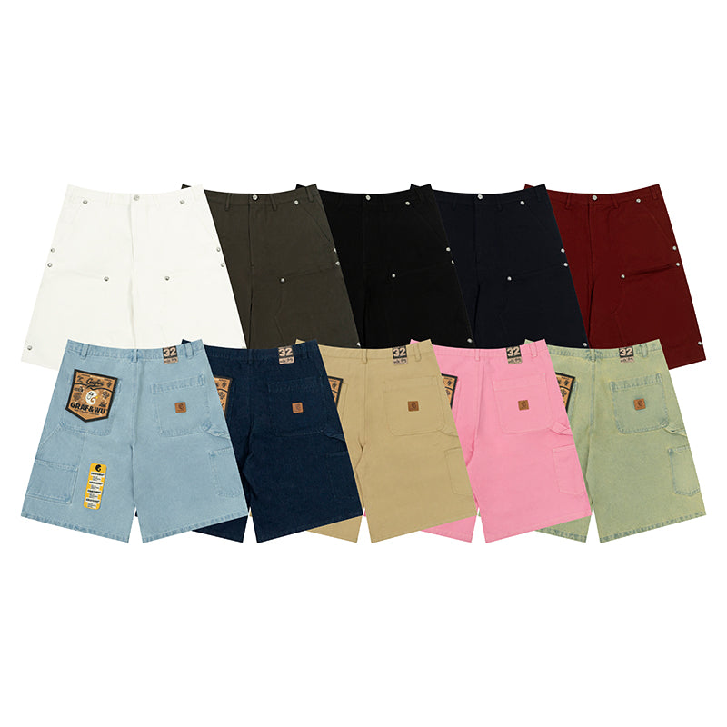 GRAF&WU Shorts Cute Ghost G Letter Logo Shorts Casual Solid Color Cargo Pants Men Women Cotton Shorts Hip-Hop Trend Pants