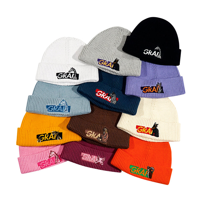 GRAF&WU Classic Colorful Embroidered Knitted Beanie