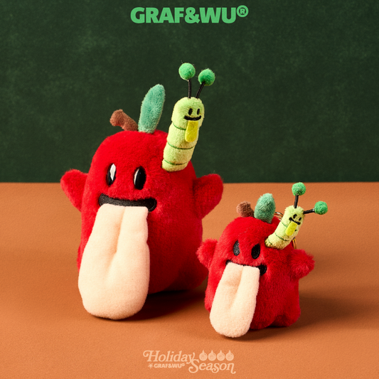 GRAF&WU Apple Cute Ghost Worm Edition Trendy Plush Toy Bag Charm