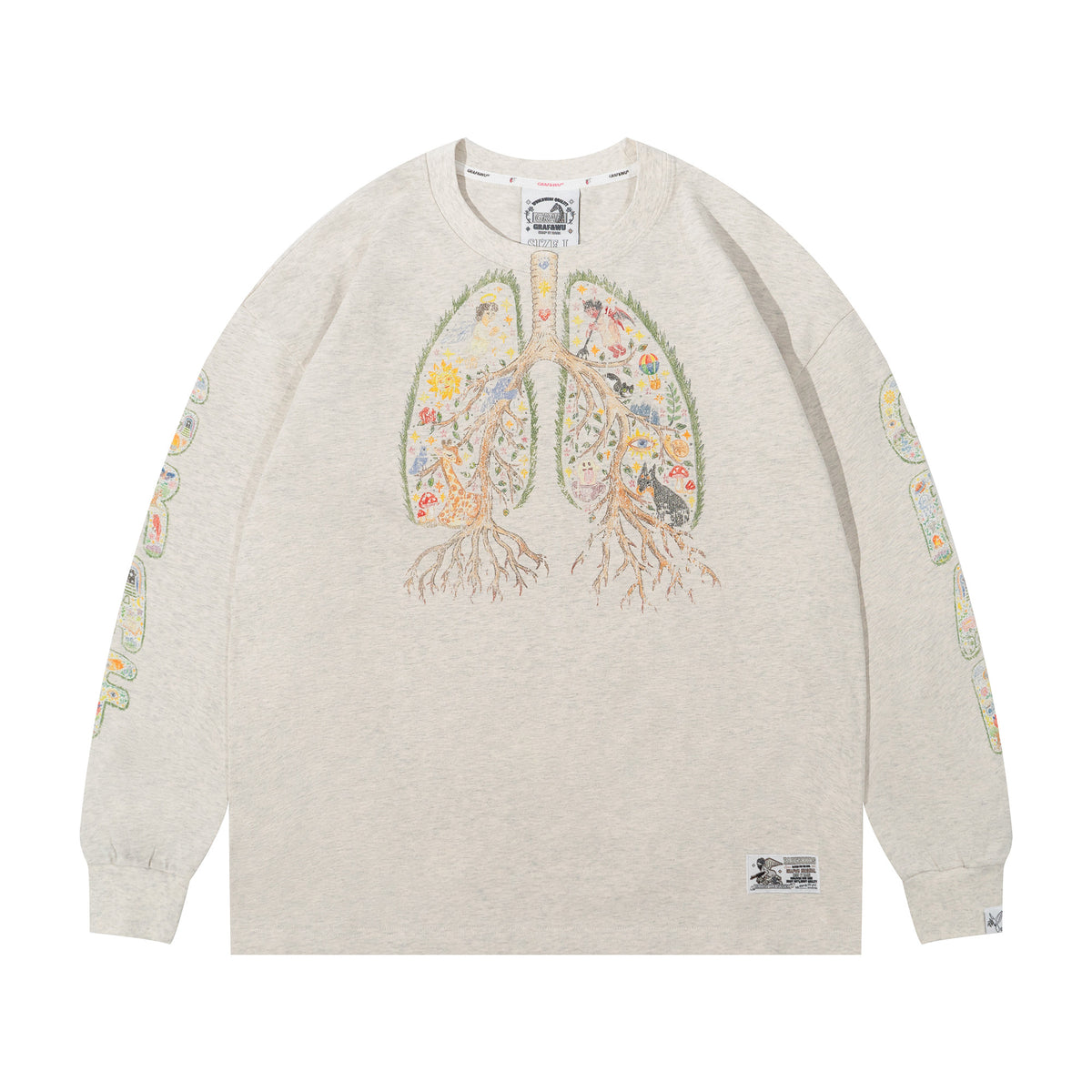 GRAF&WU Angel Devil Lung 2.0 Distressed Long Sleeve Tee