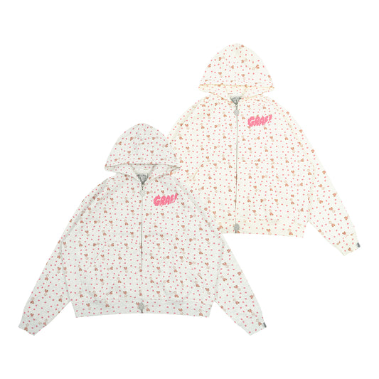 GRAF&WU Pink Heart Giraffe Fleece Hoodie